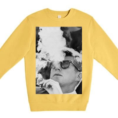 JFK Smoking with Shades John F. Kennedy President Premium Crewneck Sweatshirt