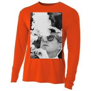 JFK Smoking with Shades John F. Kennedy President Cooling Performance Long Sleeve Crew