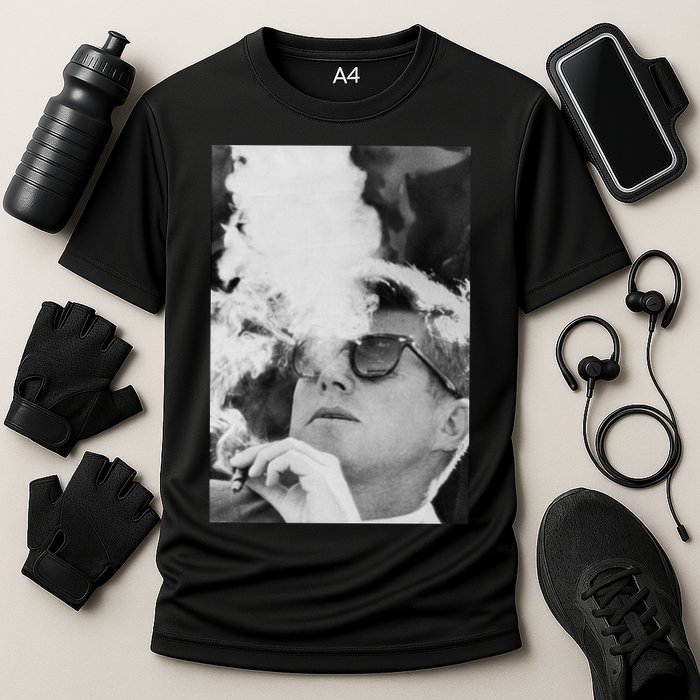 JFK Smoking with Shades John F. Kennedy President Cooling Performance Crew T-Shirt