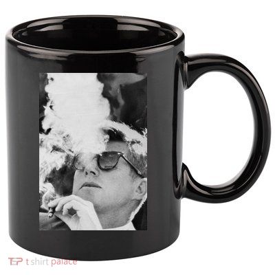 JFK Smoking with Shades John F. Kennedy President 11oz C Handle Ceramic Mug