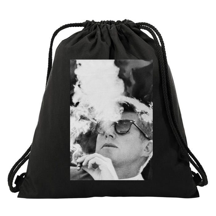 JFK Smoking with Shades John F. Kennedy President Drawstring Bag