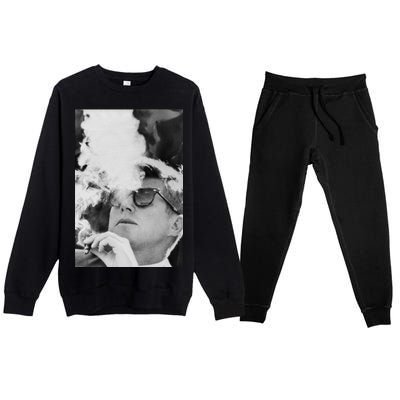 JFK Smoking with Shades John F. Kennedy President Premium Crewneck Sweatsuit Set