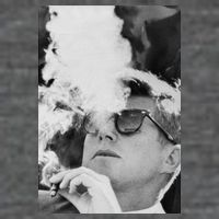 JFK Smoking with Shades John F. Kennedy President 7 Panel Mesh Trucker Snapback Hat