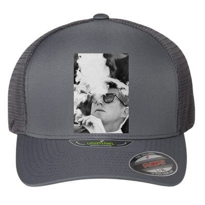 JFK Smoking with Shades John F. Kennedy President Flexfit Unipanel Trucker Cap