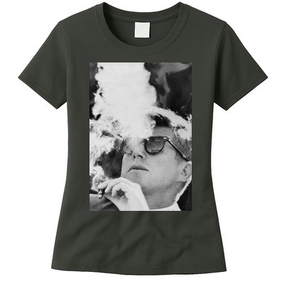 JFK Smoking with Shades John F. Kennedy President Womens T-Shirt