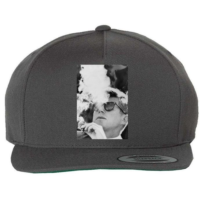 JFK Smoking with Shades John F. Kennedy President Wool Snapback Cap