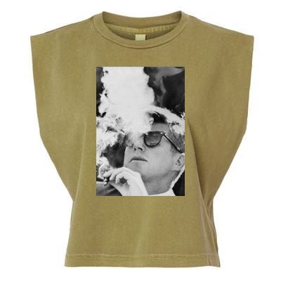 JFK Smoking with Shades John F. Kennedy President Garment-Dyed Women's Muscle Tee
