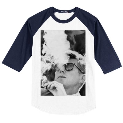 JFK Smoking with Shades John F. Kennedy President Baseball Sleeve Shirt