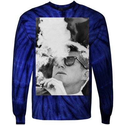 JFK Smoking with Shades John F. Kennedy President Tie-Dye Long Sleeve Shirt