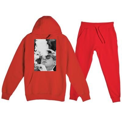 JFK Smoking with Shades John F. Kennedy President Premium Hooded Sweatsuit Set