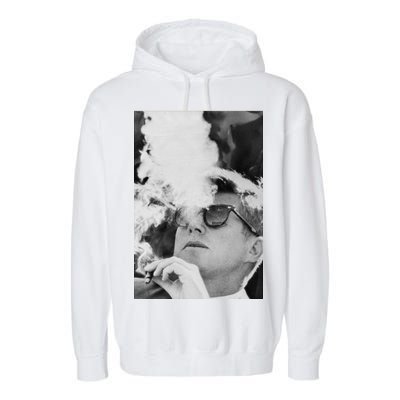 JFK Smoking with Shades John F. Kennedy President Garment-Dyed Fleece Hoodie