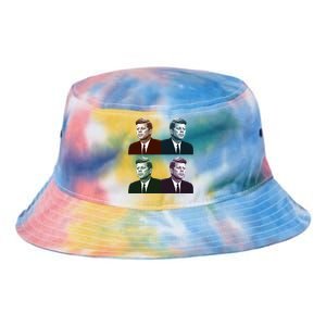 John Fitzgerald Kennedy 35th President Retro Block Portraits Tie Dye Newport Bucket Hat