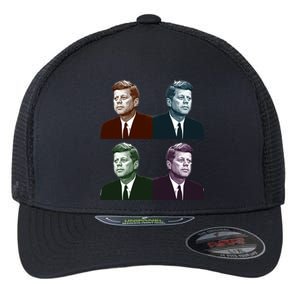 John Fitzgerald Kennedy 35th President Retro Block Portraits Flexfit Unipanel Trucker Cap