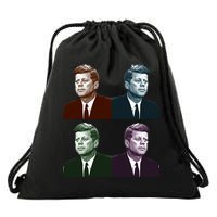 John Fitzgerald Kennedy 35th President Retro Block Portraits Drawstring Bag