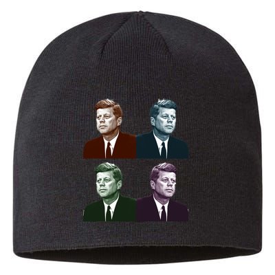 John Fitzgerald Kennedy 35th President Retro Block Portraits Sustainable Beanie