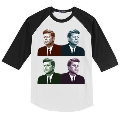 John Fitzgerald Kennedy 35th President Retro Block Portraits Kids Colorblock Raglan Jersey