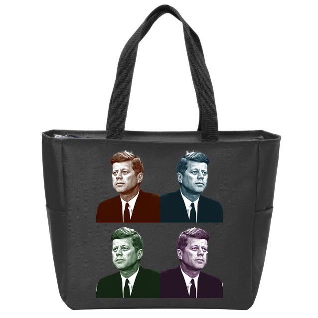 John Fitzgerald Kennedy 35th President Retro Block Portraits Zip Tote Bag