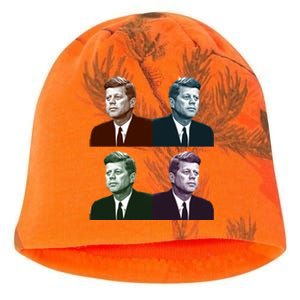 John Fitzgerald Kennedy 35th President Retro Block Portraits Kati - Camo Knit Beanie