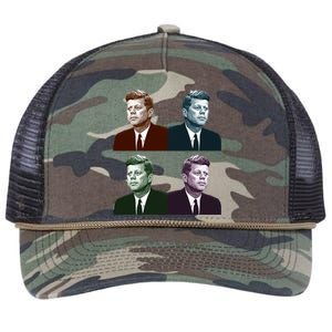 John Fitzgerald Kennedy 35th President Retro Block Portraits Retro Rope Trucker Hat Cap