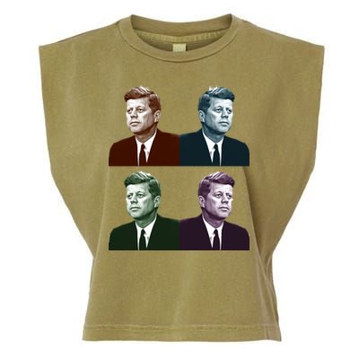 John Fitzgerald Kennedy 35th President Retro Block Portraits Garment-Dyed Women's Muscle Tee