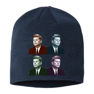 John Fitzgerald Kennedy 35th President Retro Block Portraits Sustainable Beanie