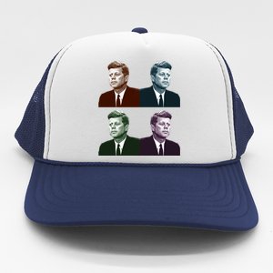 John Fitzgerald Kennedy 35th President Retro Block Portraits Trucker Hat