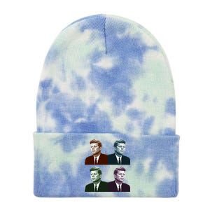 John Fitzgerald Kennedy 35th President Retro Block Portraits Tie Dye 12in Knit Beanie