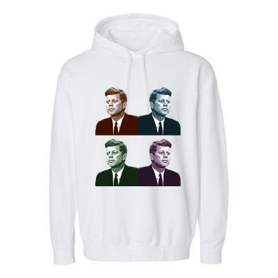 John Fitzgerald Kennedy 35th President Retro Block Portraits Garment-Dyed Fleece Hoodie