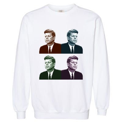 John Fitzgerald Kennedy 35th President Retro Block Portraits Garment-Dyed Sweatshirt