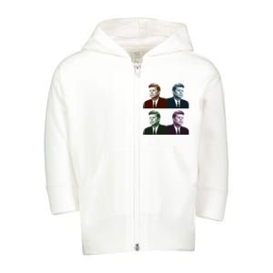 John Fitzgerald Kennedy 35th President Retro Block Portraits Toddler Zip Fleece Hoodie