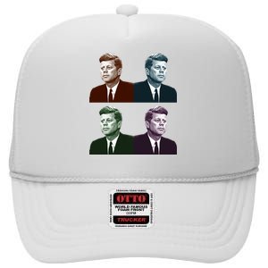 John Fitzgerald Kennedy 35th President Retro Block Portraits High Crown Mesh Back Trucker Hat