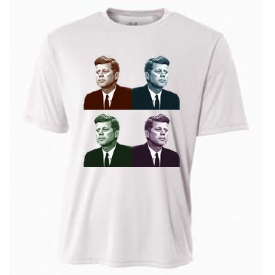 John Fitzgerald Kennedy 35th President Retro Block Portraits Cooling Performance Crew T-Shirt