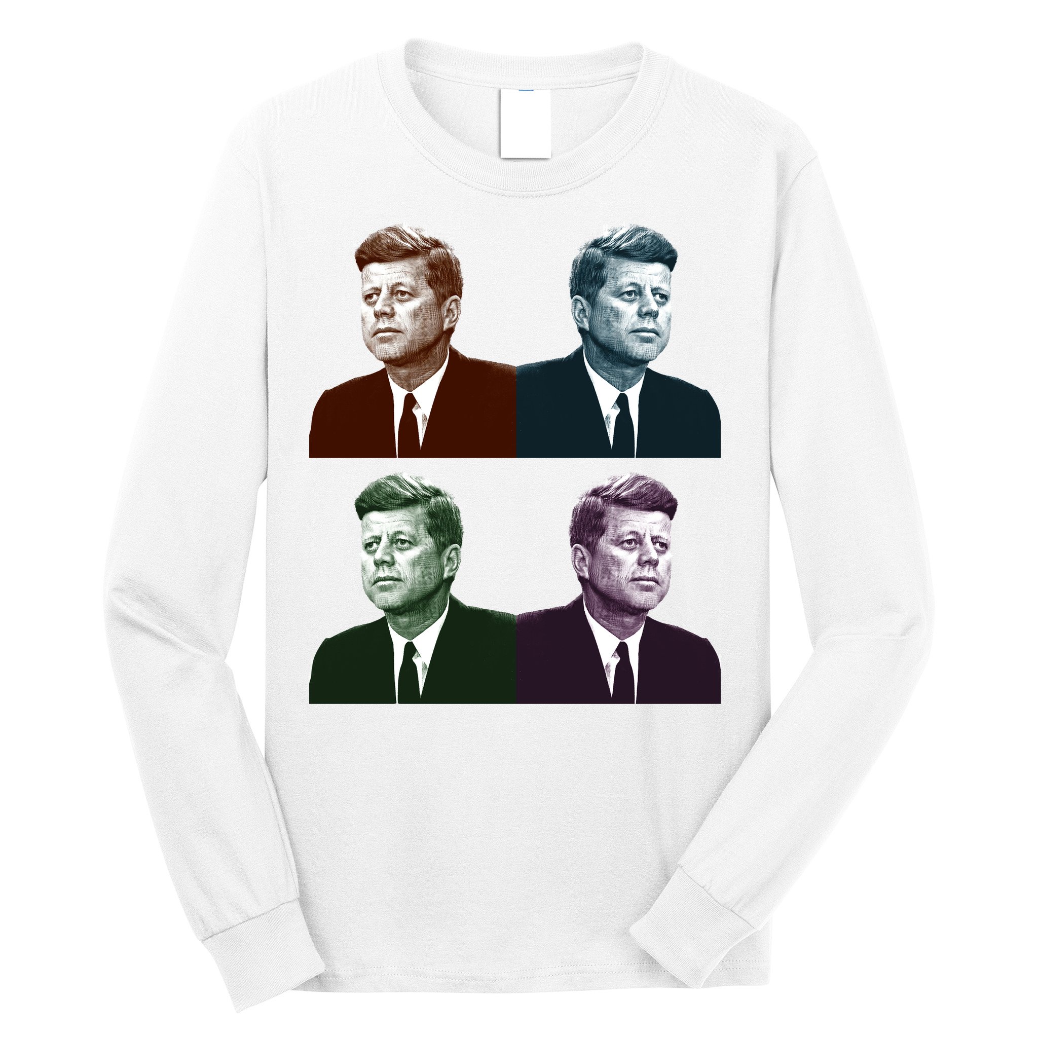 John Fitzgerald Kennedy 35th President Retro Block Portraits Long Sleeve Shirt