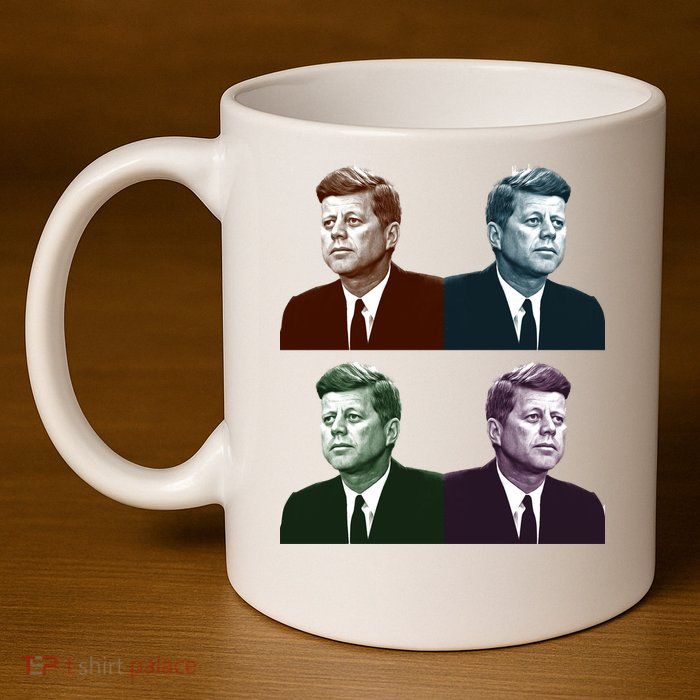 John Fitzgerald Kennedy 35th President Retro Block Portraits 11oz C Handle Ceramic Mug