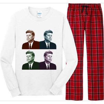 John Fitzgerald Kennedy 35th President Retro Block Portraits Long Sleeve Pajama Set