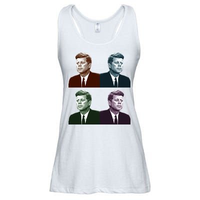 John Fitzgerald Kennedy 35th President Retro Block Portraits Ladies Essential Flowy Tank