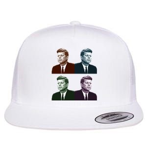 John Fitzgerald Kennedy 35th President Retro Block Portraits Flat Bill Trucker Hat