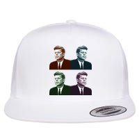 John Fitzgerald Kennedy 35th President Retro Block Portraits Flat Bill Trucker Hat