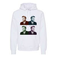 John Fitzgerald Kennedy 35th President Retro Block Portraits Premium Hoodie