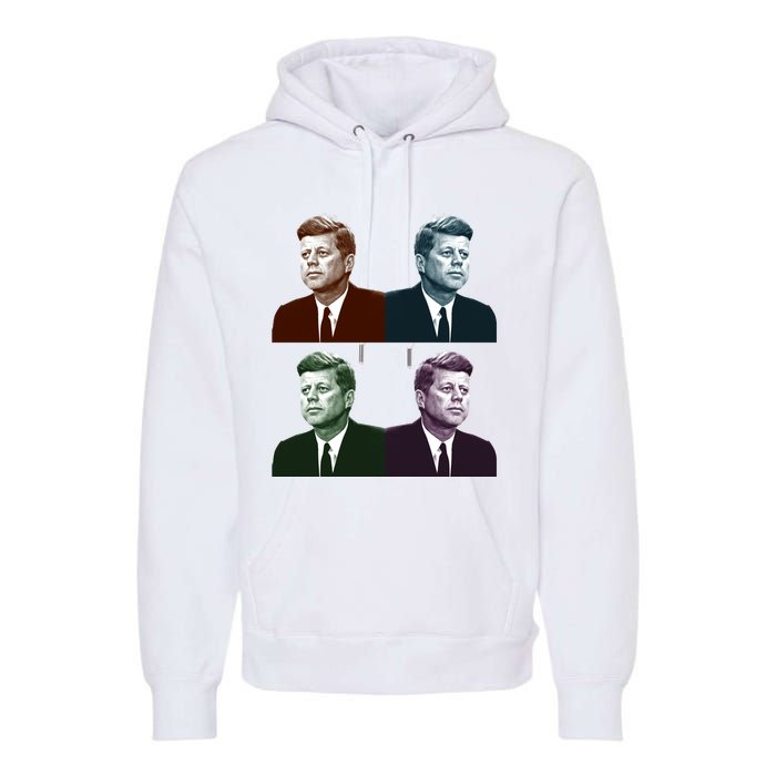 John Fitzgerald Kennedy 35th President Retro Block Portraits Premium Hoodie