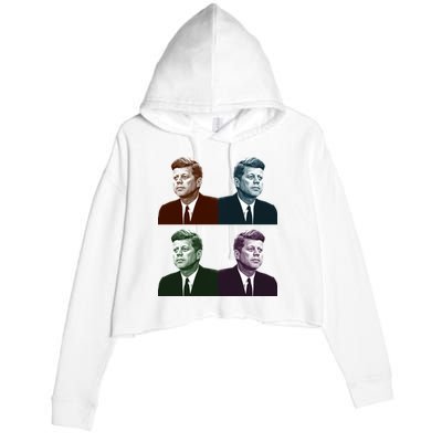 John Fitzgerald Kennedy 35th President Retro Block Portraits Crop Fleece Hoodie