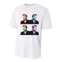 John Fitzgerald Kennedy 35th President Retro Block Portraits Youth Performance Sprint T-Shirt
