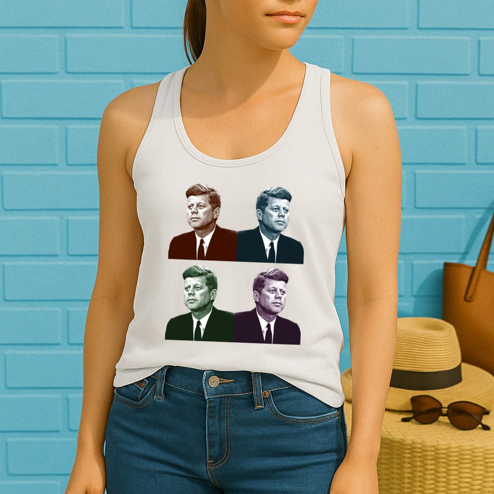 John Fitzgerald Kennedy 35th President Retro Block Portraits Womens Tank Top