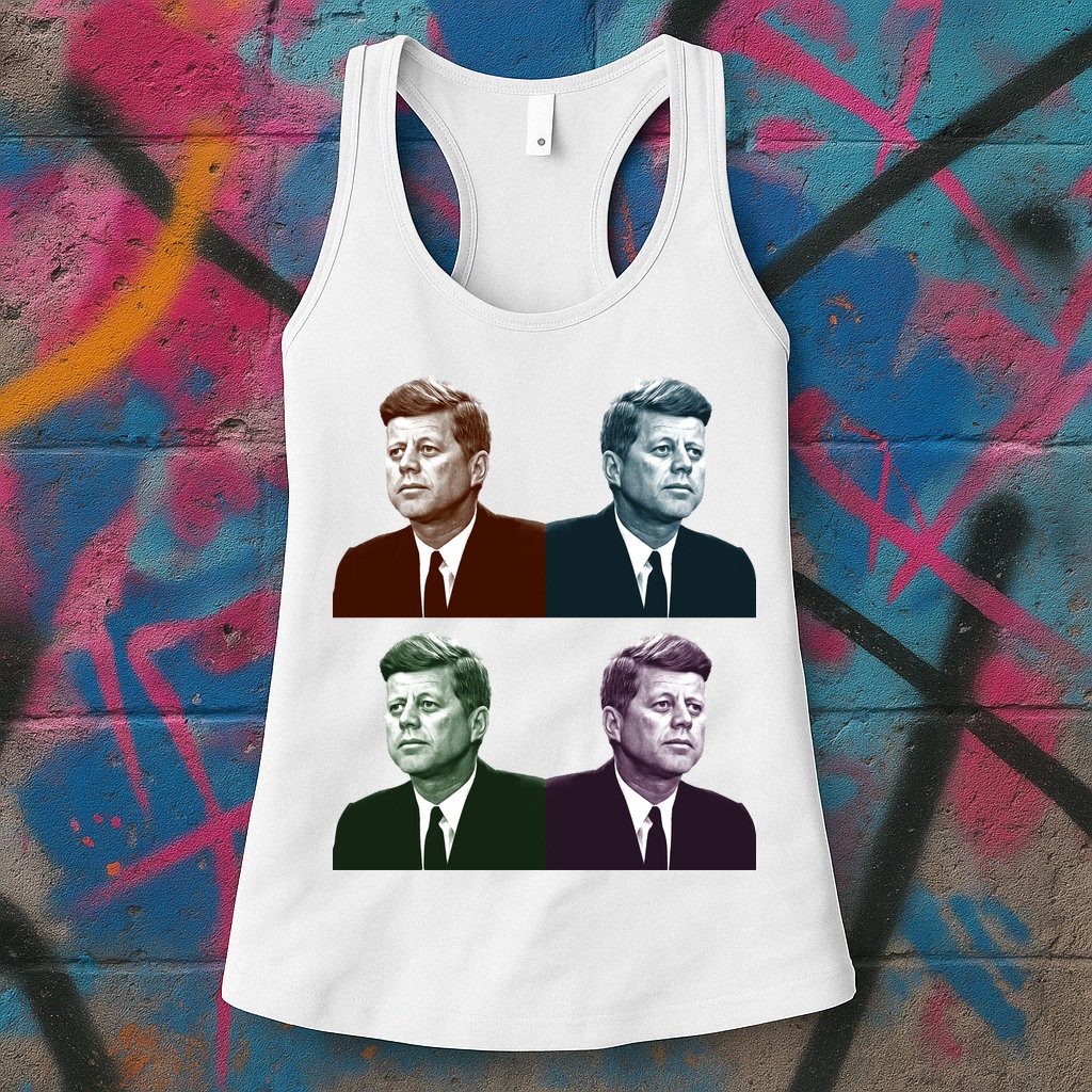 John Fitzgerald Kennedy 35th President Retro Block Portraits Womens Tank Top