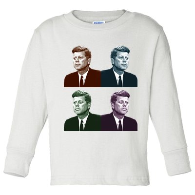 John Fitzgerald Kennedy 35th President Retro Block Portraits Toddler Long Sleeve Shirt