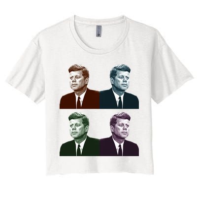 John Fitzgerald Kennedy 35th President Retro Block Portraits Crop Top