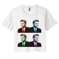 John Fitzgerald Kennedy 35th President Retro Block Portraits Crop Top