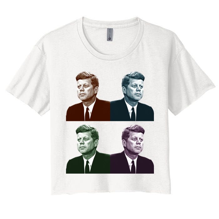 John Fitzgerald Kennedy 35th President Retro Block Portraits Crop Top