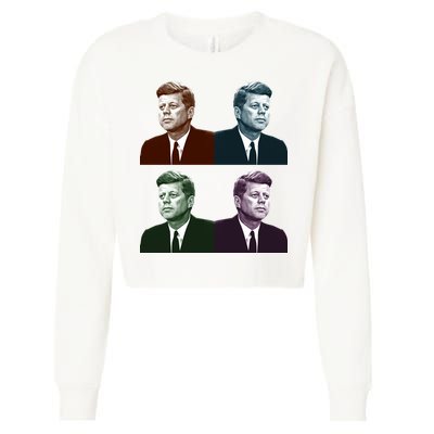 John Fitzgerald Kennedy 35th President Retro Block Portraits Cropped Pullover Crew