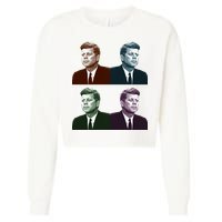 John Fitzgerald Kennedy 35th President Retro Block Portraits Cropped Pullover Crew